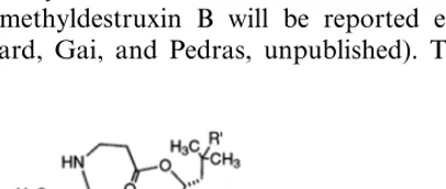 Fig. 1. Chemical structures of destruxins: 1struxin B,homodestruxin B, destruxin B, 2 3 hydroxydestruxin B, 4 hydroxyhomode- 5 desmethyldestruxin B.