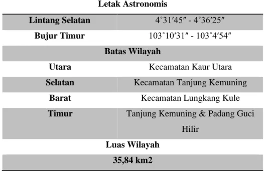 Tabel 3.1 Letak Astronomis Wilayah Kecamatan Kelam Tengah  Letak Astronomis 
