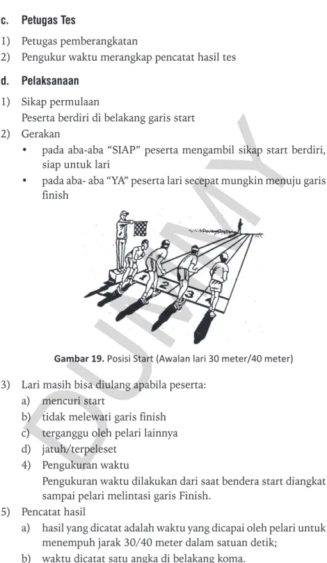 Gambar 19. Posisi Start (Awalan lari 30 meter/40 meter) 3)  Lari masih bisa diulang apabila peserta: