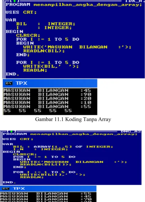 Gambar 11.1 Koding Tanpa Array 