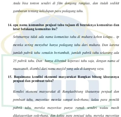 gambaran tentang kehidupan para pedagang tahu.