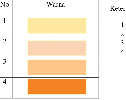 Tabel 4.1 Warna yang dihasilkan 