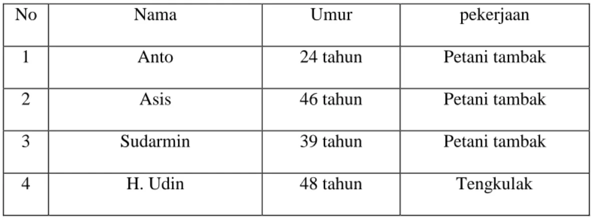Tabel 3.2 Biodata informan 