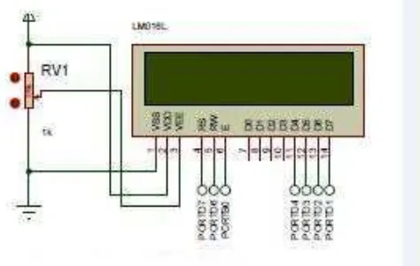 Gambar 2.3 Rangkaian skematik konektor dari Mikrokontroler ke LCD 