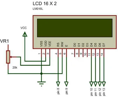 Gambar 3.4 Skematik Rangkaian LCD 16x2 