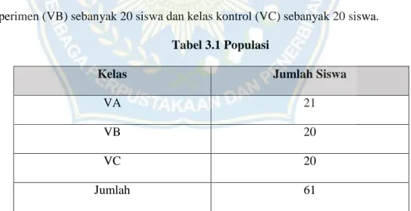 Tabel 3.1 Populasi 