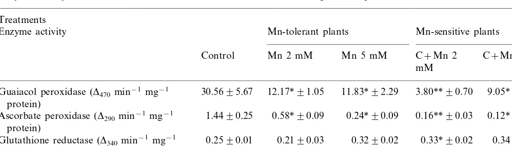 Table 3Syringaldazine extracellular peroxidase activity in stems of Mn-tolerant and Mn-sensitive N