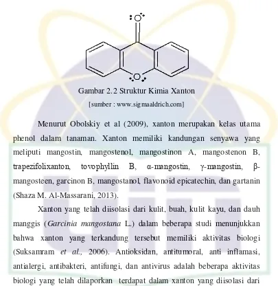 Gambar 2.2 Struktur Kimia Xanton 