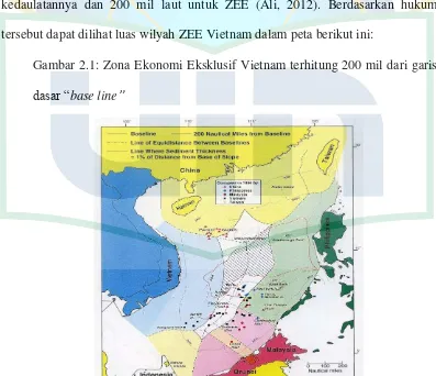 Gambar 2.1: Zona Ekonomi Eksklusif Vietnam terhitung 200 mil dari garis 
