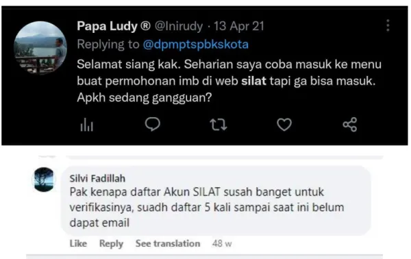 Gambar 1. 1 Ulasan Masyarakat Terkait Website SILAT 