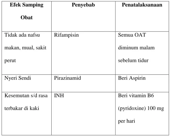 Tabel 2.2 Efek samping ringan OAT