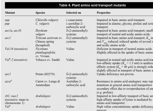 Table 4. Plant amino acid transport mutants