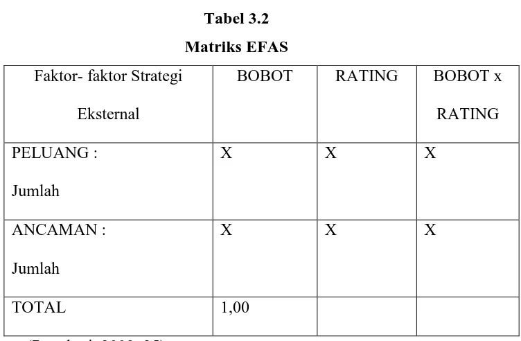 Tabel 3.2 Matriks EFAS 