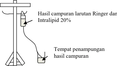 Gambar 3.2   Sketsa pencampuran infus larutan natrium klorida 0,9% dan Intralipid 20% dalam satu wadah 