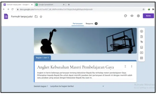 Gambar 4.1 Tampilan Google Form Angket Kebutuhan 