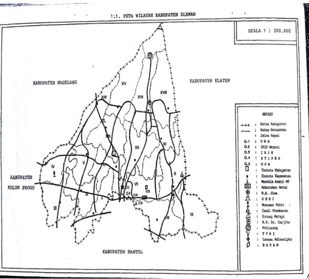 Gambar 6.1 Peta Wilayah Kabupaten Sleman   (Koleksi Badan Arsip Kabupaten Sleman) 