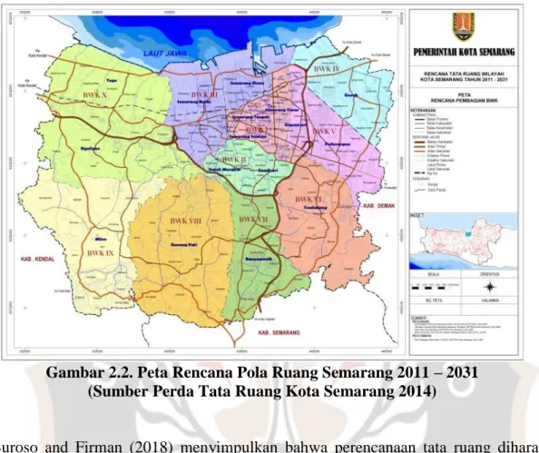 Gambar 2.2. Peta Rencana Pola Ruang Semarang 2011 – 2031  (Sumber Perda Tata Ruang Kota Semarang 2014) 
