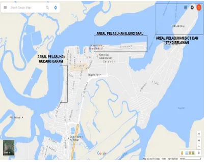Gambar 3 Lokasi Areal Pelabuhan – pelabuhan di Belawan.