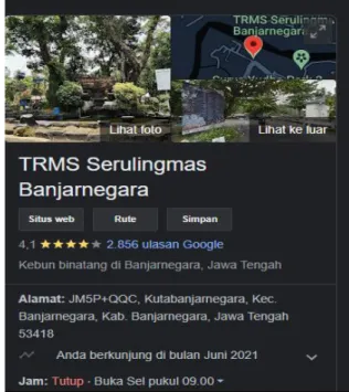 Gambar 1. 4 Rating Serulingmas Banjarnegara Interactive Zoo pada  Platform Google Maps 