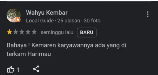 Gambar 1. 5 Ulasan mengenai Serulingmas Banjarnegara Interactive Zoo  Sumber : Google Maps, 2022 