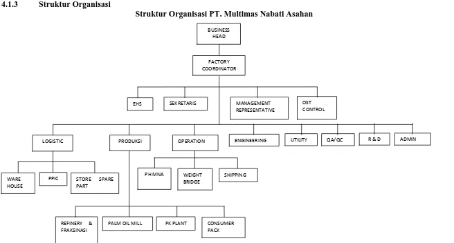 Gambar 4.1 Struktur Organisasi PT. Multimas Nabati Asahan