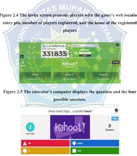 Figure 2.4 The invite screen presents players with the game’s web location,  entry pin, number of players registered, and the name of the registered 