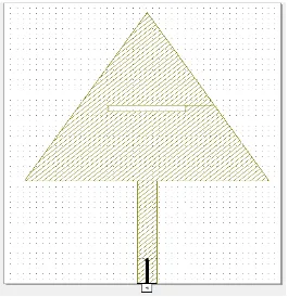 Gambar 3.14 Rancangan antena mikrostrip patch segitiga menggunakan slot 