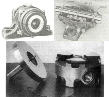 Gambar 11.9 Contoh konstruksi journal bearing dan thrust bearing 