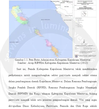 Gambar 1.1. Peta Batas Administrasi Kabupaten Kepulauan Mentawai 
