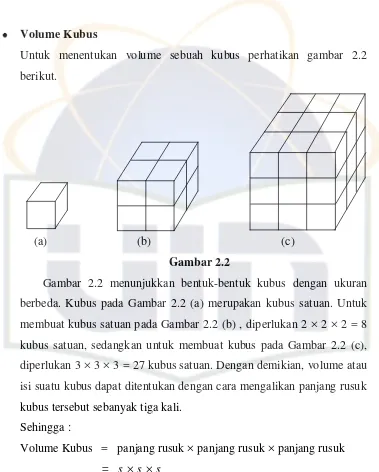 Gambar 2.2 menunjukkan bentuk-bentuk kubus dengan ukuran 