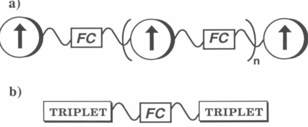 Figure  1-2.  (a)  General design  of high-spin  assemblies.  (b)  Design of  quintet ground state tetraradicals