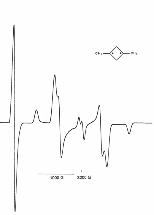 Figure 10.  ESR spectrum for  20 obtained upon photolysis of an MTHF matrix  containing 16 at  4 K