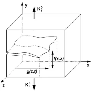FIG. 2. Geometry of a slightly perturbed crack propagating in the film.
