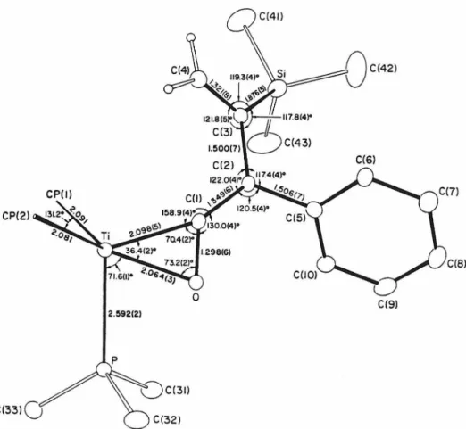 Figure  2.  ORTEP Drawing of 2b with  Selected Bond Lengths  and Angles. 