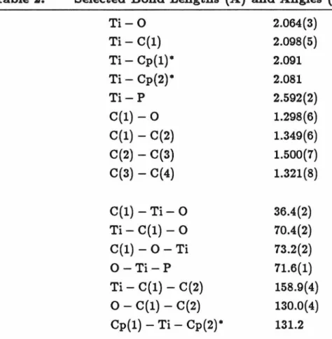 Table  2.  Selected  Bond Lengths  (A)  and Angles  ( 0 )  of 2b. 