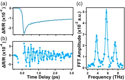 Figure 2.6: Example of coherent phonon spectrum obtained from transient reflectiv- reflectiv-ity measurement
