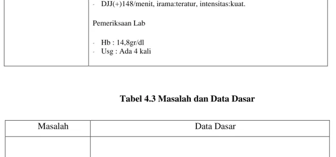 Tabel 4.3 Masalah dan Data Dasar 