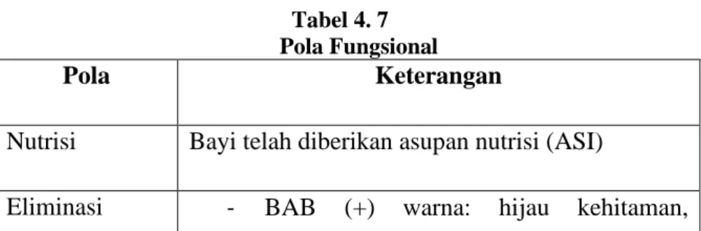 Tabel 4. 7  Pola Fungsional 