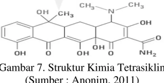 Gambar 7. Struktur Kimia Tetrasiklin (Sumber : Anonim, 2011)