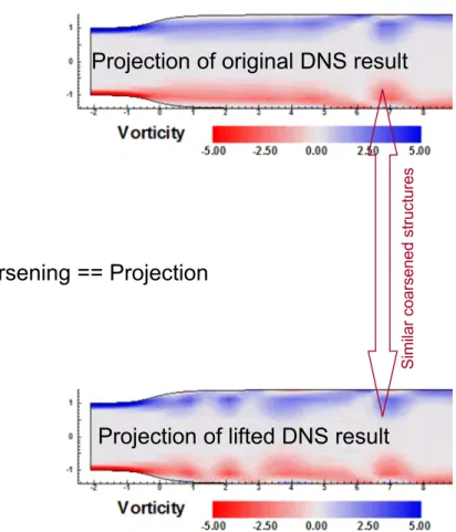 Figure 3.7: Comparison of vorticity computed by DNS and by grid-refinement-based coarse time integration.