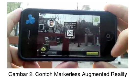 Gambar 2. Contoh Markerless Augmented Reality 