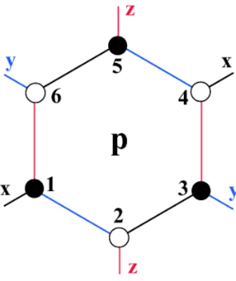 Figure 2.5: The W p is defined around the lattice plaquette (i.e., hexagons) and p is a label of the plaquette.