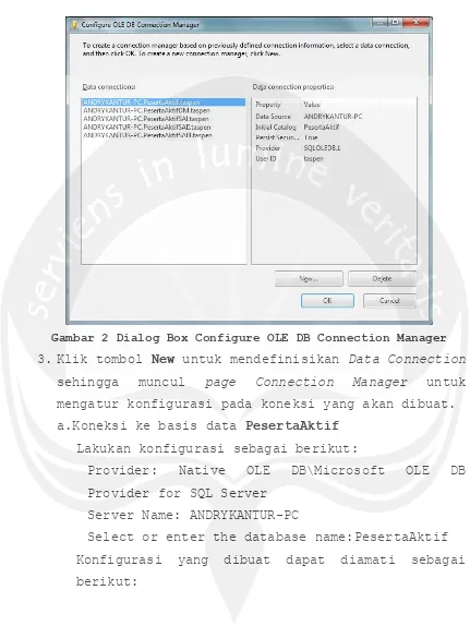 Gambar 2 Dialog Box Configure OLE DB Connection Manager 