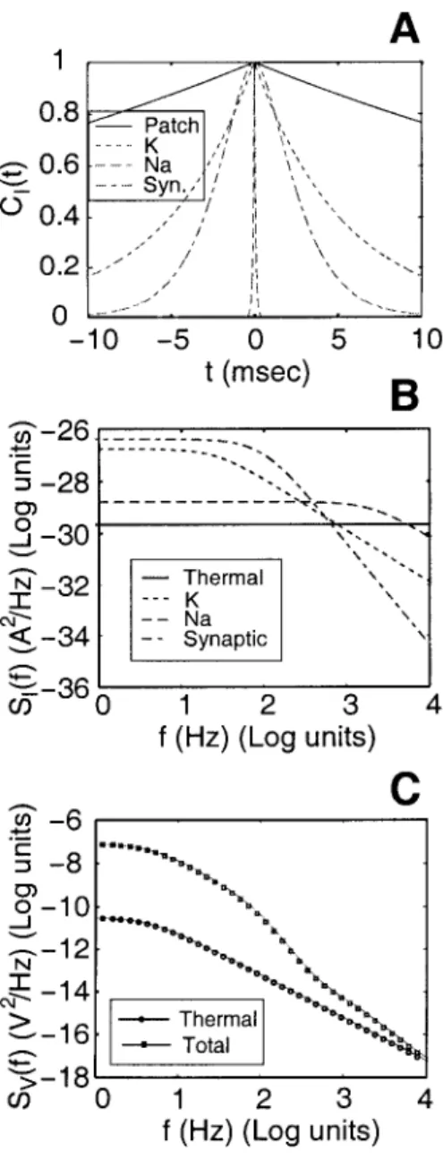 Figure 3.6:  Subthreshold  Noise  in  a  Patch of Neuronal  Membrane. 