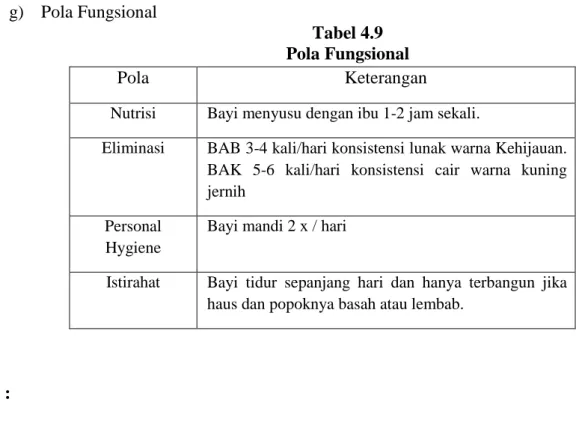 Tabel 4.9  Pola Fungsional 