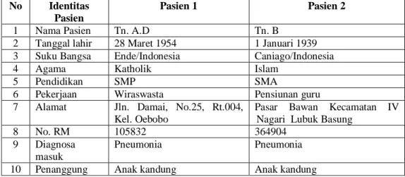 Tabel  4.1      Hasil  anamnesis  Pasien  dengan  PNEUMONIA  di  RS. 