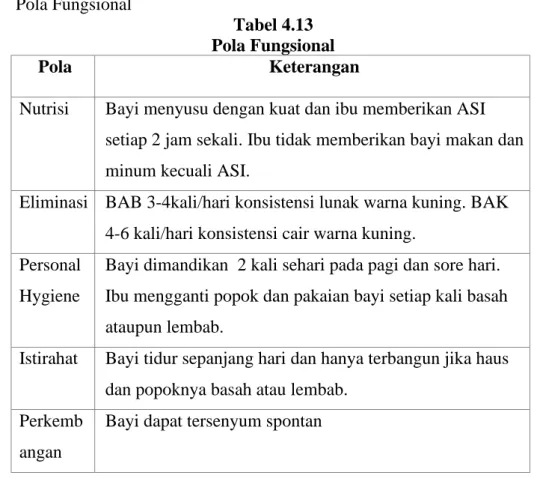 Tabel 4.13  Pola Fungsional 