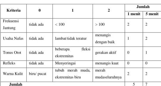 Tabel 4.10  Apgar Skor By.Ny. S 
