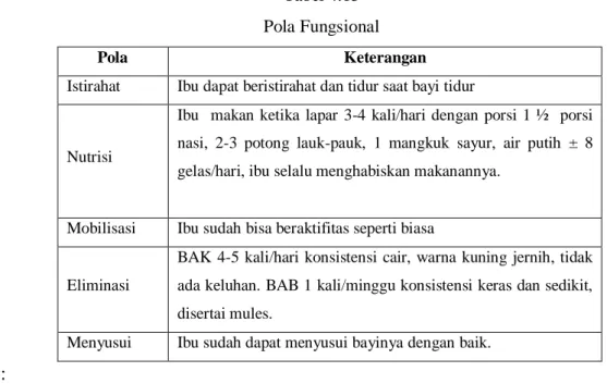 Tabel 4.15  Pola Fungsional 