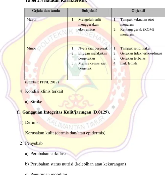 Tabel 2.4 Batasan Karakteristik 